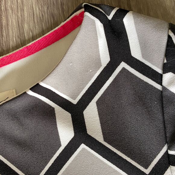 Eliza J Dress Women's 2 Gray Pink Shift Geometric 1/2 Sleeve Art Deco 60's Mod - Picture 11 of 14